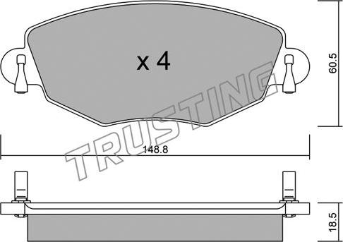 Trusting 327.0 - Тормозные колодки, дисковые, комплект avtokuzovplus.com.ua