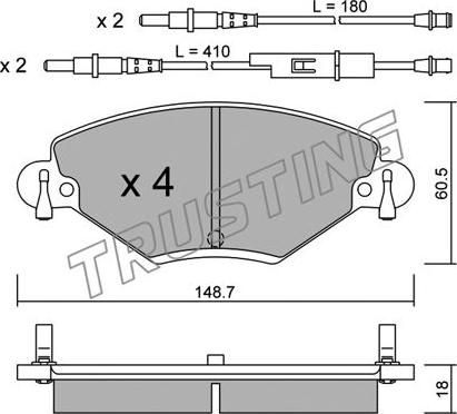 Trusting 340.0 - Тормозные колодки, дисковые, комплект avtokuzovplus.com.ua