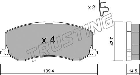 Trusting 432.0 - Тормозные колодки, дисковые, комплект avtokuzovplus.com.ua