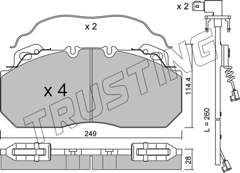 Trusting 605.0W - Тормозные колодки, дисковые, комплект avtokuzovplus.com.ua