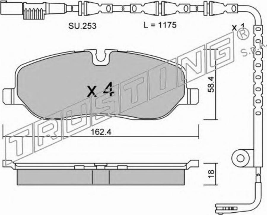 Trusting 7091W - Гальмівні колодки, дискові гальма autocars.com.ua