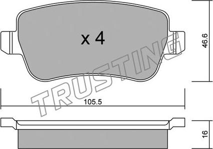 Trusting 722.0 - Тормозные колодки, дисковые, комплект avtokuzovplus.com.ua