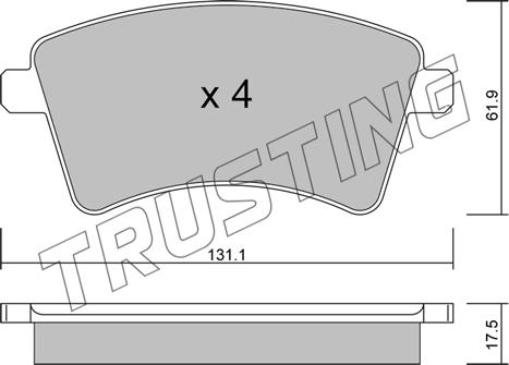 Trusting 828.2 - Тормозные колодки, дисковые, комплект avtokuzovplus.com.ua