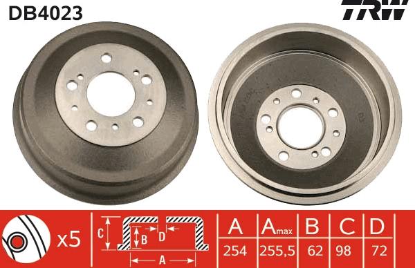 TRW DB4023 - Тормозной барабан avtokuzovplus.com.ua