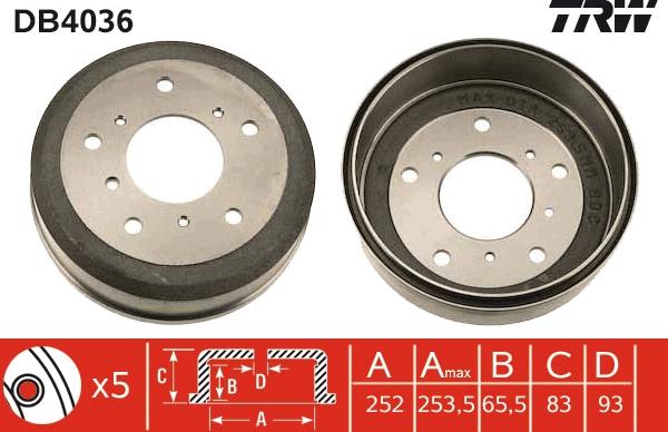 TRW DB4036 - Тормозной барабан avtokuzovplus.com.ua