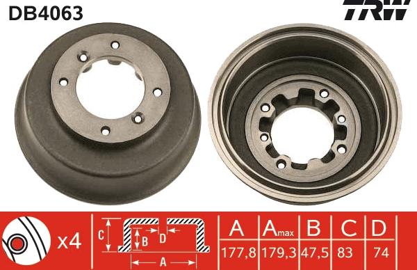 TRW DB4063 - Тормозной барабан avtokuzovplus.com.ua