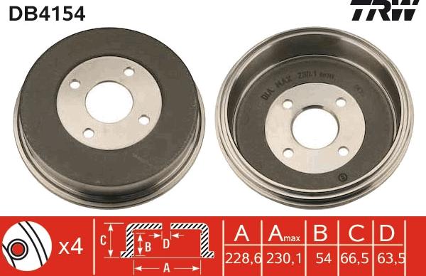 TRW DB4154 - Тормозной барабан avtokuzovplus.com.ua