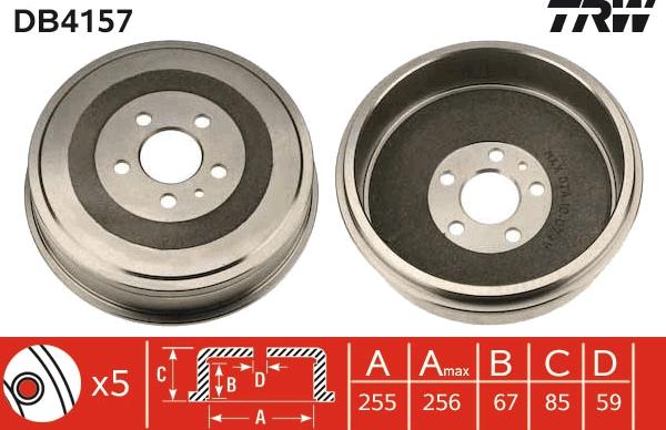 TRW DB4157 - Гальмівний барабан autocars.com.ua