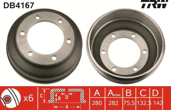 TRW DB4167 - Тормозной барабан avtokuzovplus.com.ua