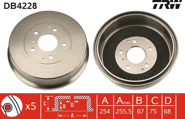 TRW DB4228 - Гальмівний барабан autocars.com.ua