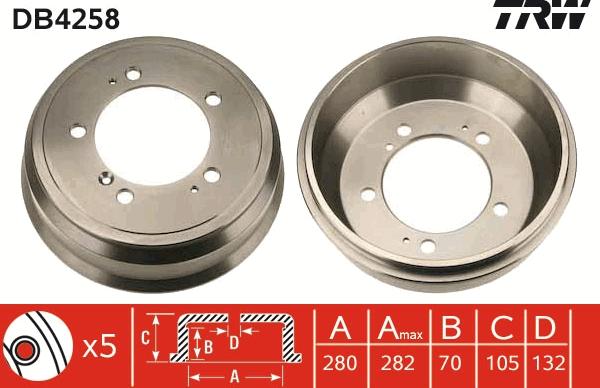 TRW DB4258 - Тормозной барабан avtokuzovplus.com.ua