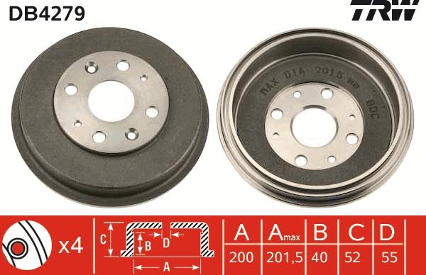 TRW DB4279 - Тормозной барабан avtokuzovplus.com.ua