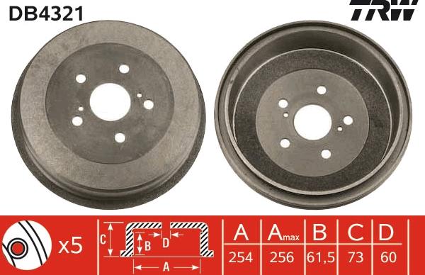 TRW DB4321 - Гальмівний барабан autocars.com.ua
