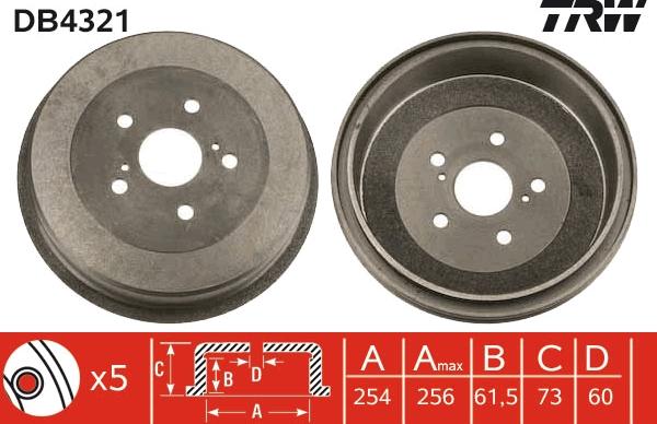 TRW DB4321 - Тормозной барабан avtokuzovplus.com.ua