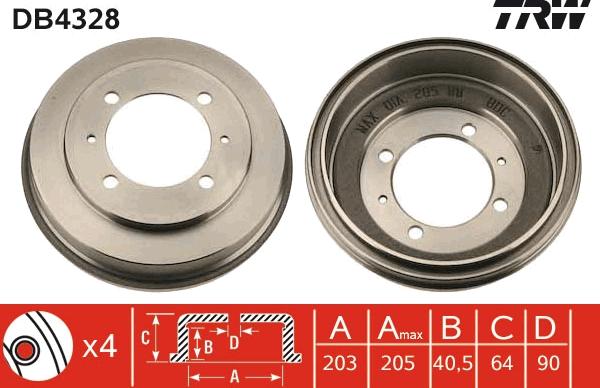 TRW DB4328 - Тормозной барабан avtokuzovplus.com.ua