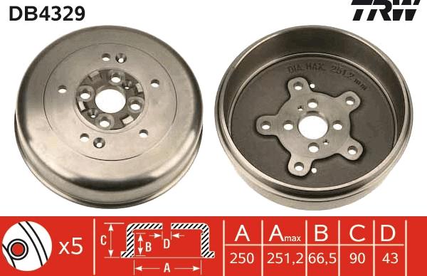 TRW DB4329 - Тормозной барабан avtokuzovplus.com.ua