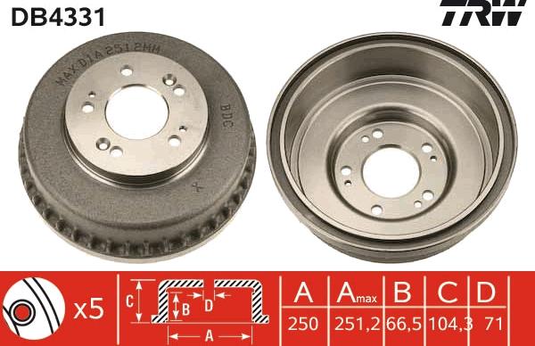 TRW DB4331 - Гальмівний барабан autocars.com.ua