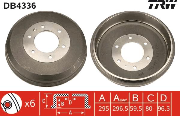 TRW DB4336 - Гальмівний барабан autocars.com.ua