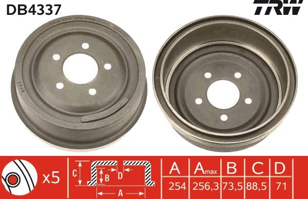 TRW DB4337 - Тормозной барабан avtokuzovplus.com.ua