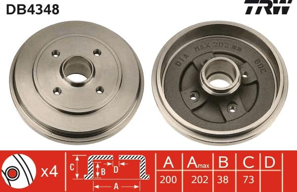 TRW DB4348 - Тормозной барабан avtokuzovplus.com.ua