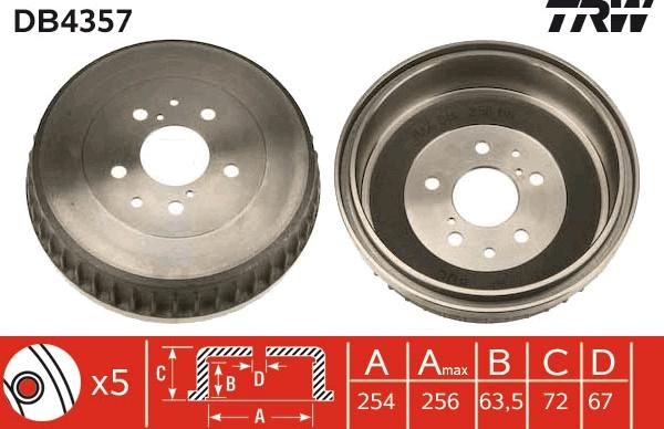 TRW DB4357 - Тормозной барабан avtokuzovplus.com.ua