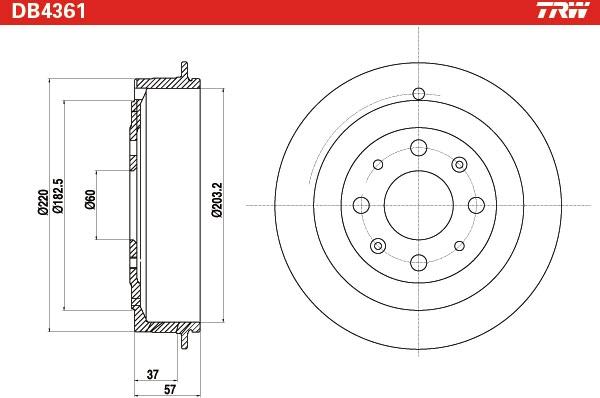TRW DB4361 - Гальмівний барабан autocars.com.ua