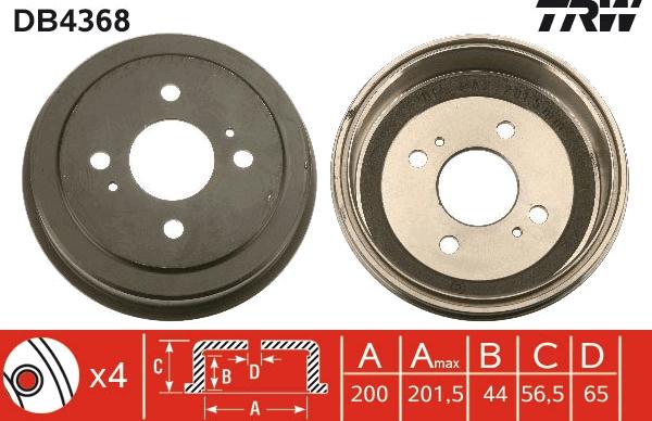 TRW DB4368 - Гальмівний барабан autocars.com.ua