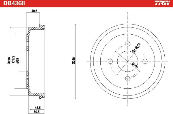 TRW DB4368 - Гальмівний барабан autocars.com.ua