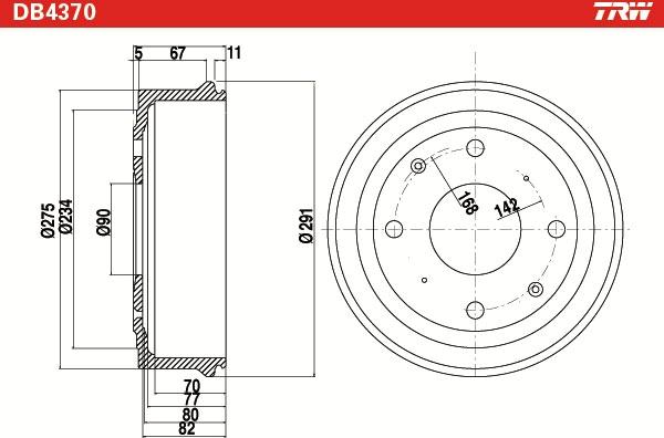 TRW DB4370 - Гальмівний барабан autocars.com.ua