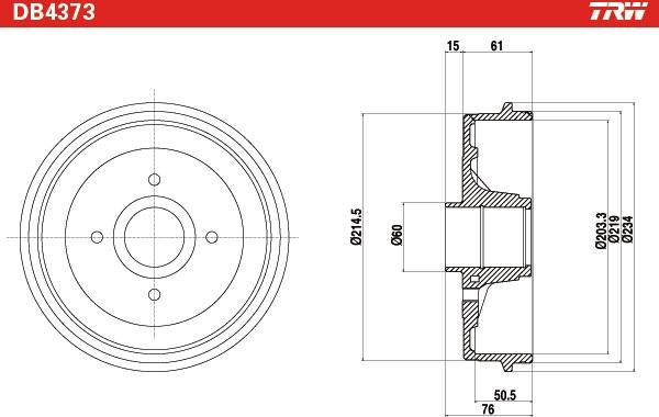 TRW DB4373 - Гальмівний барабан autocars.com.ua