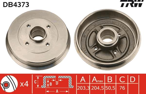 TRW DB4373 - Тормозной барабан avtokuzovplus.com.ua