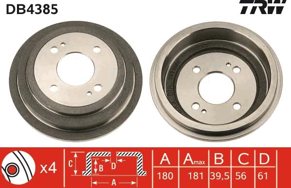 TRW DB4385 - Гальмівний барабан autocars.com.ua