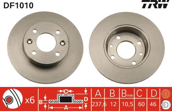 TRW DF1010 - Гальмівний диск autocars.com.ua