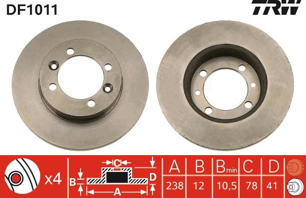 TRW DF1011 - Гальмівний диск autocars.com.ua