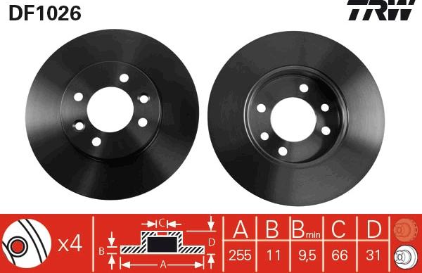 TRW DF1026 - Гальмівний диск autocars.com.ua