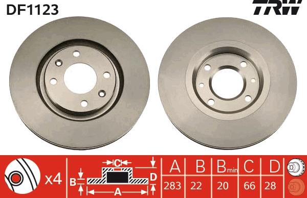 TRW DF1123 - Гальмівний диск autocars.com.ua