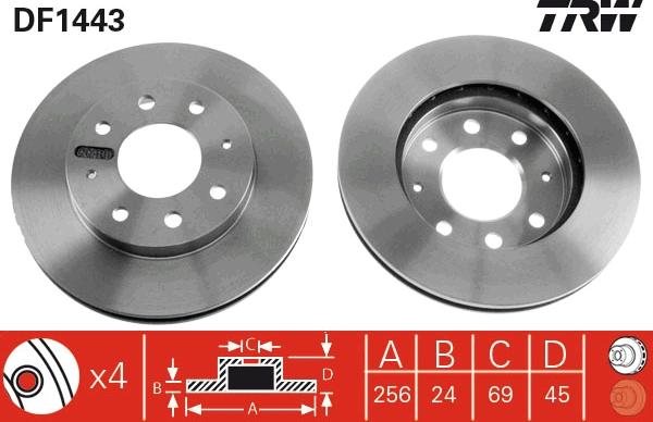 TRW DF1443 - Гальмівний диск autocars.com.ua