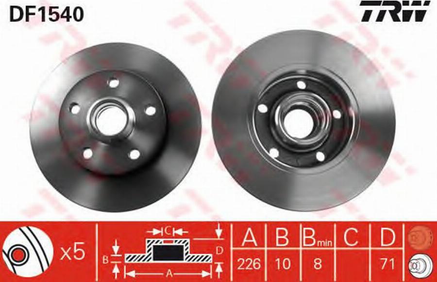 TRW DF1540BP - Тормозной диск autodnr.net