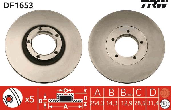 TRW DF1653 - Гальмівний диск autocars.com.ua