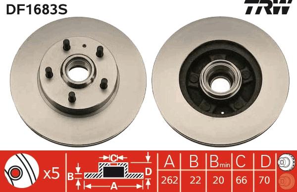 TRW DF1683S - Гальмівний диск autocars.com.ua