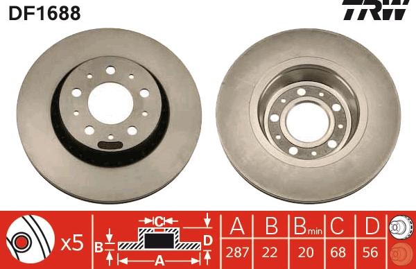 TRW DF1688 - Гальмівний диск autocars.com.ua