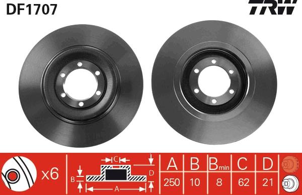 TRW DF1707 - Гальмівний диск autocars.com.ua