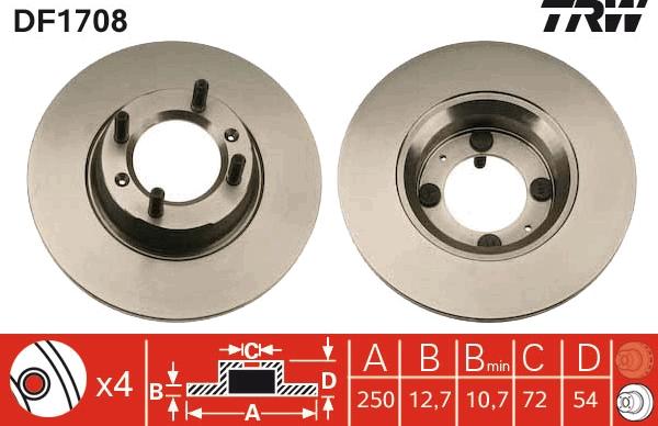 TRW DF1708 - Гальмівний диск autocars.com.ua