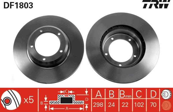 TRW DF1803 - Гальмівний диск autocars.com.ua