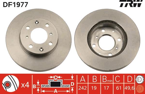 TRW DF1977 - Гальмівний диск autocars.com.ua