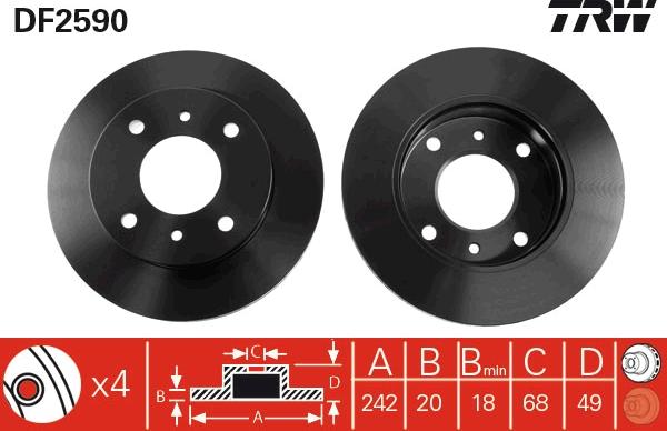 TRW DF2590 - Гальмівний диск autocars.com.ua