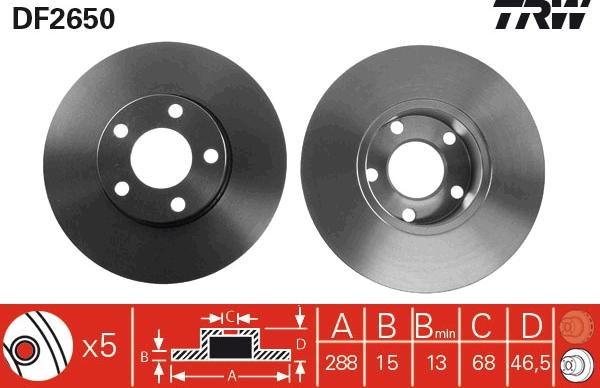 TRW DF2650 - Гальмівний диск autocars.com.ua