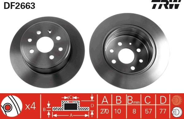 TRW DF2663 - Гальмівний диск autocars.com.ua