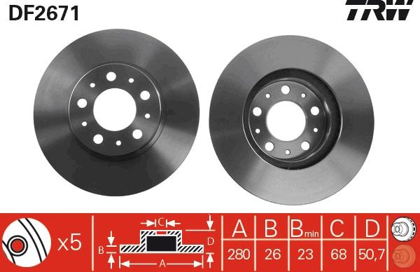 TRW DF2671 - Гальмівний диск autocars.com.ua