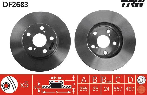 TRW DF2683 - Гальмівний диск autocars.com.ua